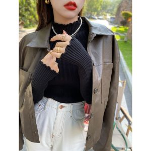 Stylish Base Layer Sweater Thickened Knit Top For Fall And Winter