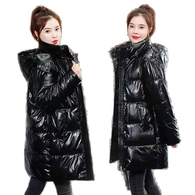 Womens Mid-Length Plus-Size Loose Cotton Padded Jacket In Korean Style - الصورة 4