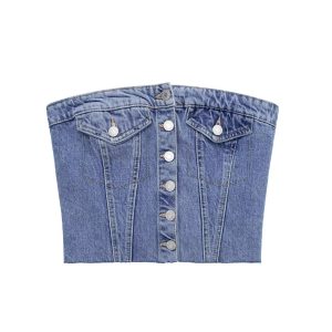Womens Stylish Denim Tube Top