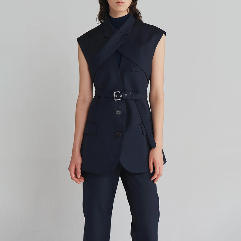 New Autumn Sleeveless Cross-Design Statement Vest Jacket - الصورة 2