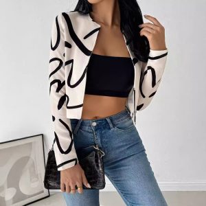 Womens Stylish Casual Printed Jacket Top