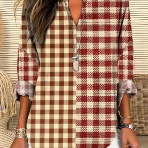 Womens Fashionable Loose Shirt With 3D Floral Print And V-Neck