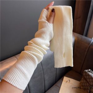 Versatile Gloves For Girls Arm Warmers Knitted Sleeves Long Fingerless Covers