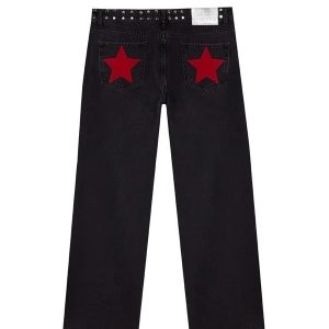 Loose Straight-leg Jeans With A Trendy Star Design For Women