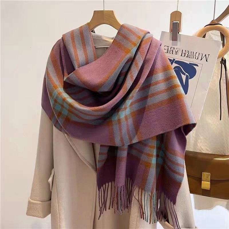 Womens Plaid Thickened Warm Neck WarmerScarf - الصورة 6