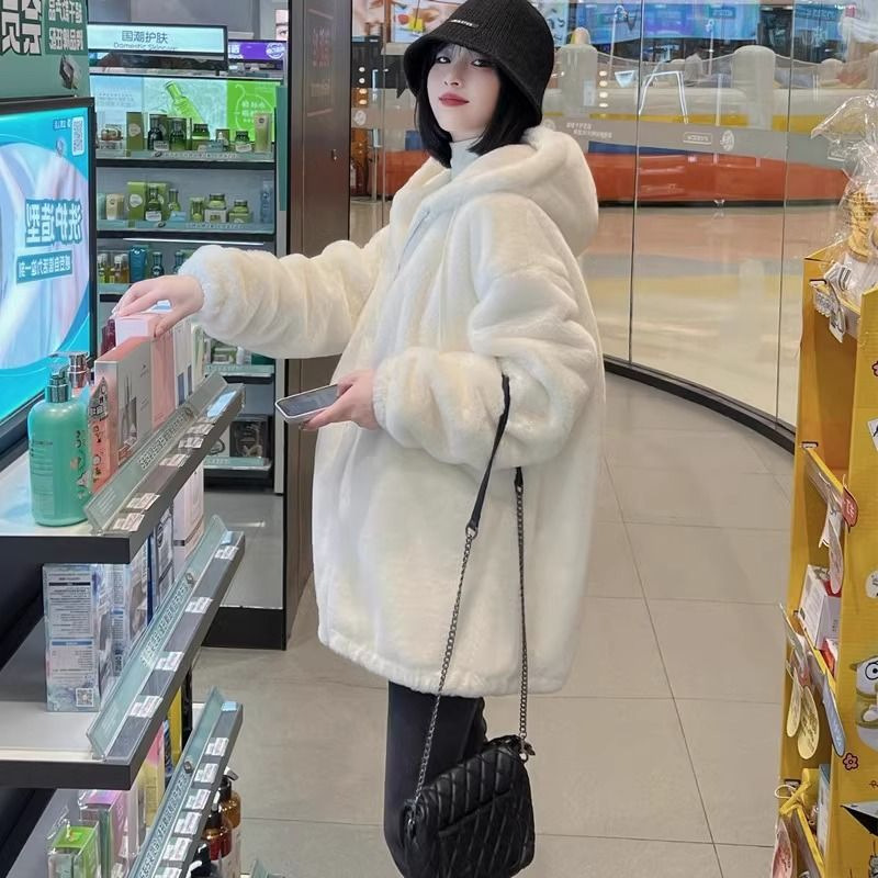 Versatile Stylish Doublesided Plush Womens Padded Coat - الصورة 2