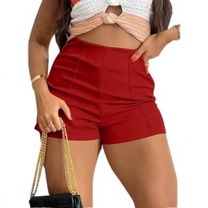 Stitched-detail Zipper Skinny Skater Shorts