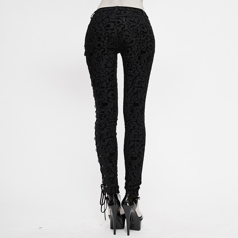 Gothic Womens Leggings With An Asymmetrical Lace-up Design - الصورة 4