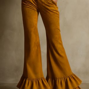 American Retro Double Ruffled Flared Pants For Women