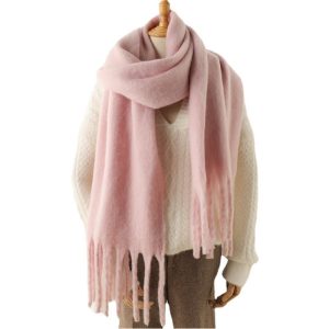 Versatile Winter Thermal Scarf With Extended Tassels
