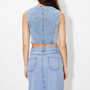 Womens V-neck Denim Vest Top