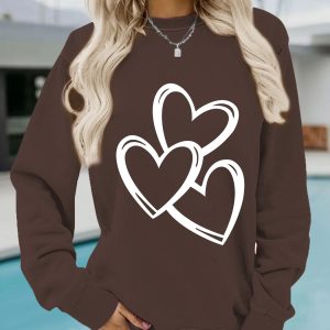Womens Casual Long-sleeve Crew-neck Printed Sweatshirt Top