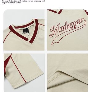 Short-sleeved Men's Summer Color Contrast Patchwork Loose T-shirt Couple Letters Top