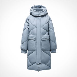 Womens Mid-Length White Down Padded Coat In Plus Sizes