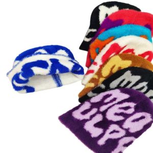 MEA Letter Jacquard Beanie Warm Knitted Hat