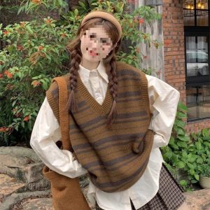 Sweet Striped Layering Vest For Women