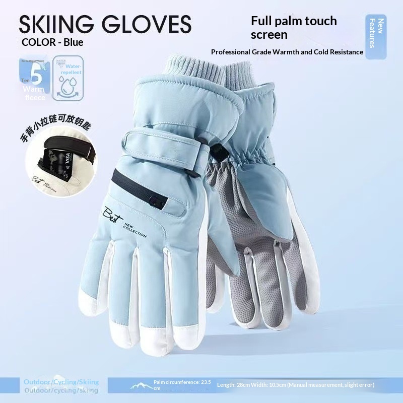 Womens Fleece-Lined Cold-Weather Five-Finger Cycling Gloves - Image 3