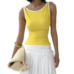 Womens Casual Sporty Cropped Slim-fit Camisole