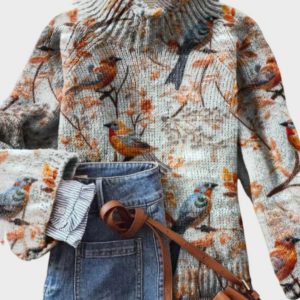 Casual Hooded Cardigan With Abstract Print