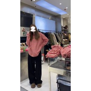 Korean-style Loose Crew-neck Long-sleeve T-shirt For Women