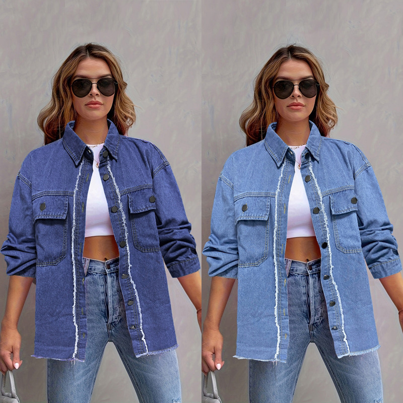 New Relaxed-fit American-style Streetwear Washed-up Collar Jacket