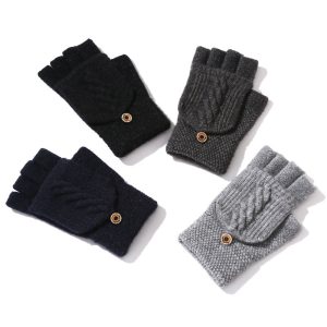 Women's Korean-style Thickened Thermal Knit Gloves In Solid Colors For Winter