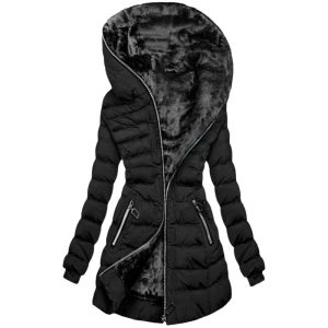 Women's Thick Cotton Coat With A Large Fur Collar