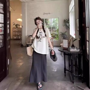 Womens Printed Bow-Knot Short-Sleeve Top