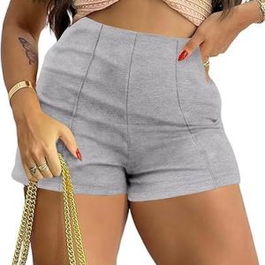 Stitched-detail Zipper Skinny Skater Shorts