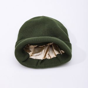 Womens Hair-protecting Warming Knitted Satin Beanie