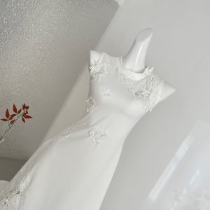 White Lace Openwork Design Sleeveless Dress Skirt