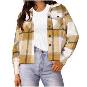 Stylish Slim-fit Sophisticated Plaid Coat For Women