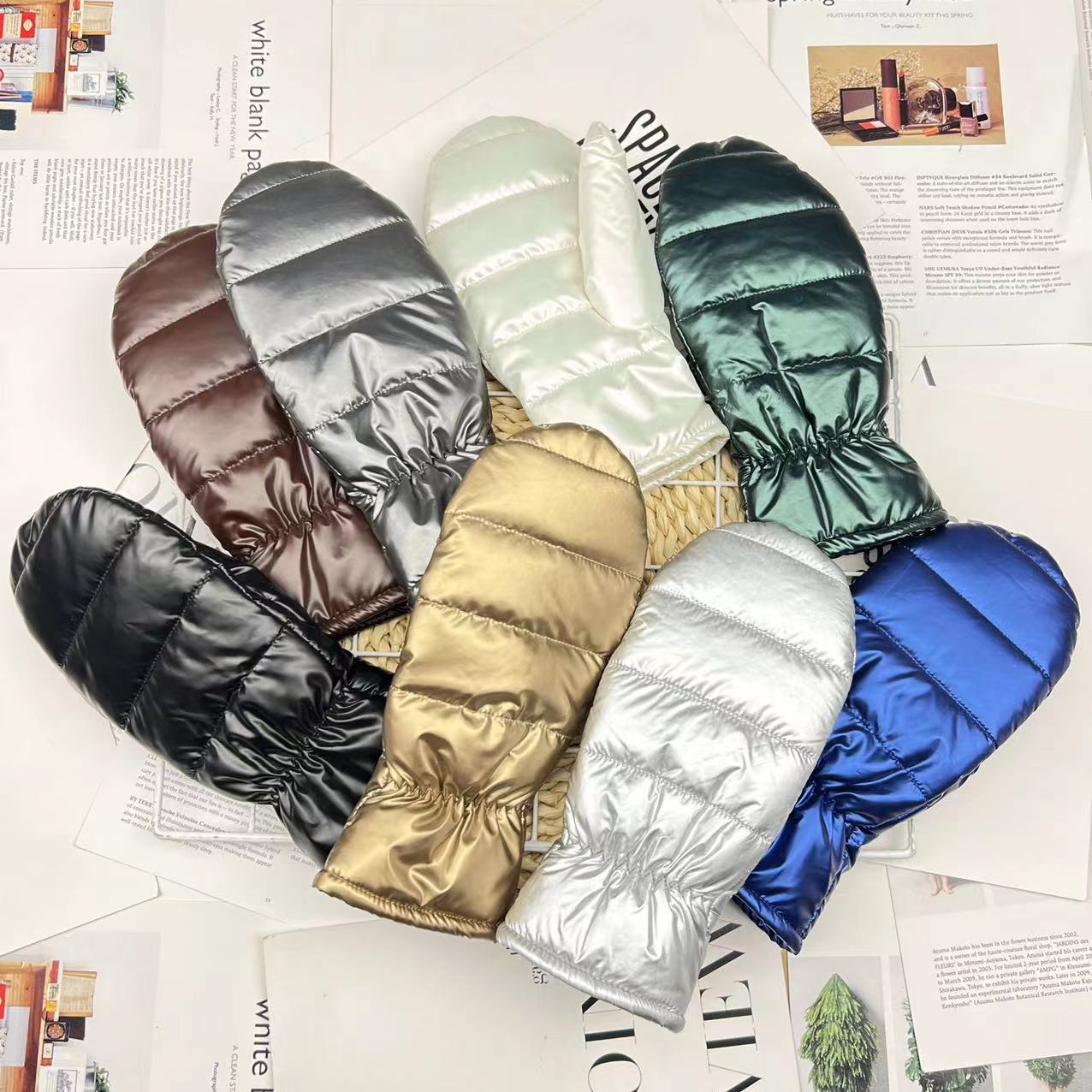 Thickened Womens Down And Cotton Thermal Gloves