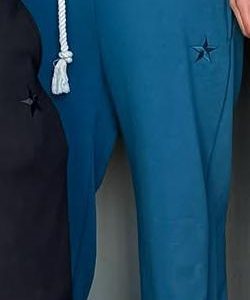 Trendy Double-waist Five-pointed Star Embroidery Couple Simple Casual Fake Two-piece Wide-leg Sweatpants