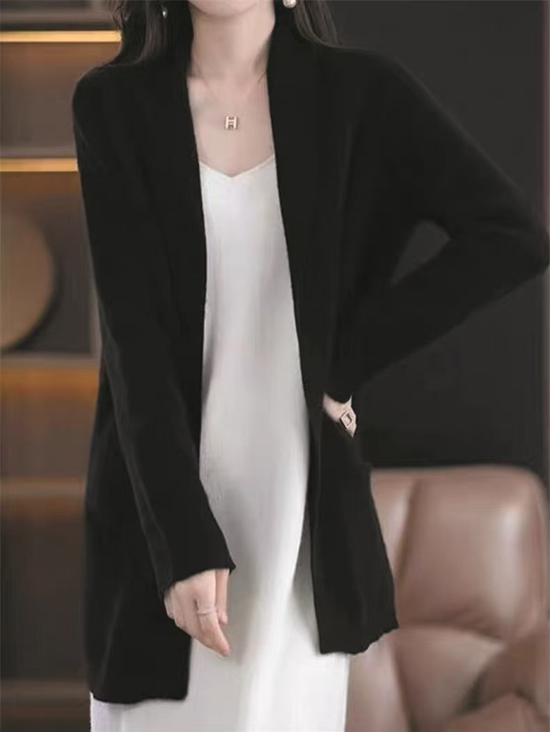 Womens Stylish Loose-fitting Mid-length Knit Cardigan - الصورة 8