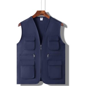Thickened MultiPocket Vest With Printed Letters