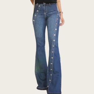 Fashionable Slim-fit Solid-color Blue Jeans