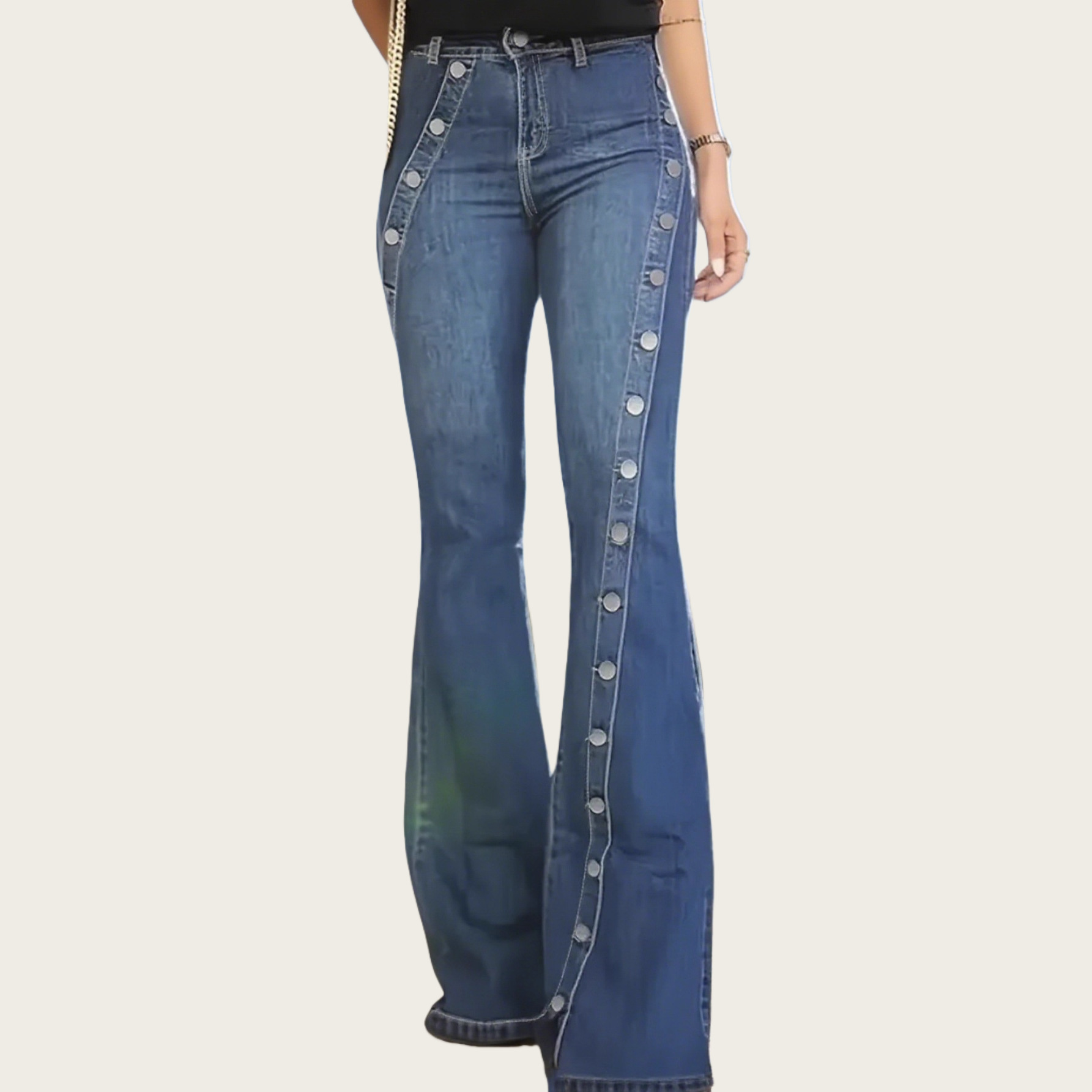 Fashionable Slim-fit Solid-color Blue Jeans - Image 3