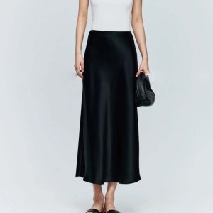 Water-wave-patterned Midi Skirt