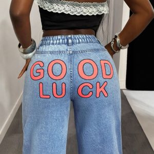 Loose-fit Straight-cut Versatile Denim Jeans