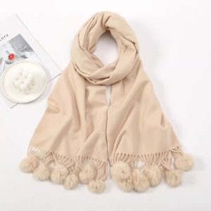 Solid Color Cashmere Like Scarf With Fleece Lining For Extra Warmth