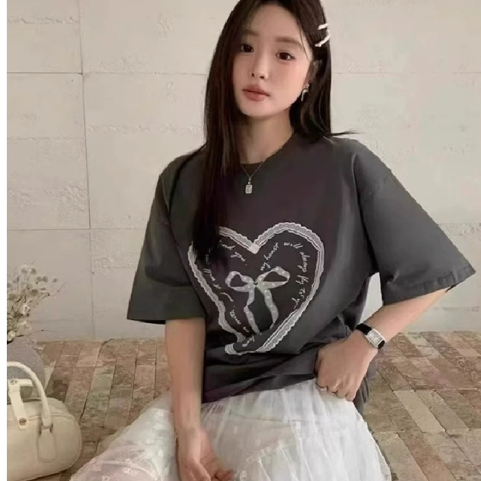 Womens Loose-fitting Crew-neck Short-sleeve Top - الصورة 3