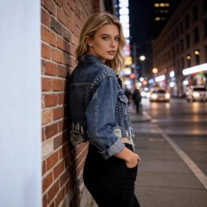 Long-sleeved Distressed Beaded Jacket Top