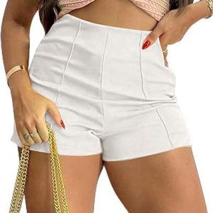 Stitched-detail Zipper Skinny Skater Shorts