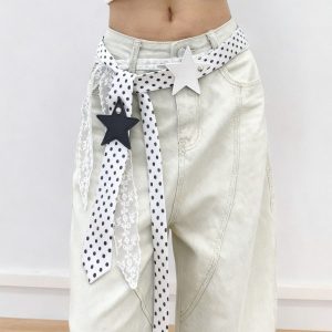 Polka-dot Silk Scarf Beltearly Autumn Styling With Denim Vintage Vibe