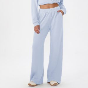 Waffle-Weave Sports Pants In Solid Colors Loose Fit