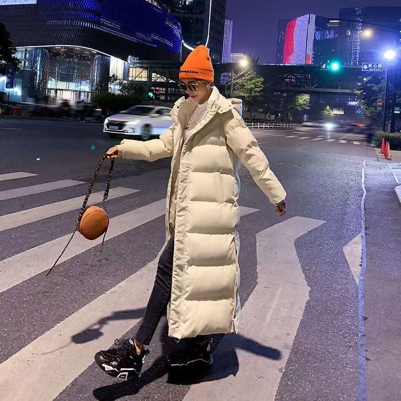 Long Instagram-hit Versatile Chic Casual Minimalist Padded Warm Hooded Cotton-padded Coat