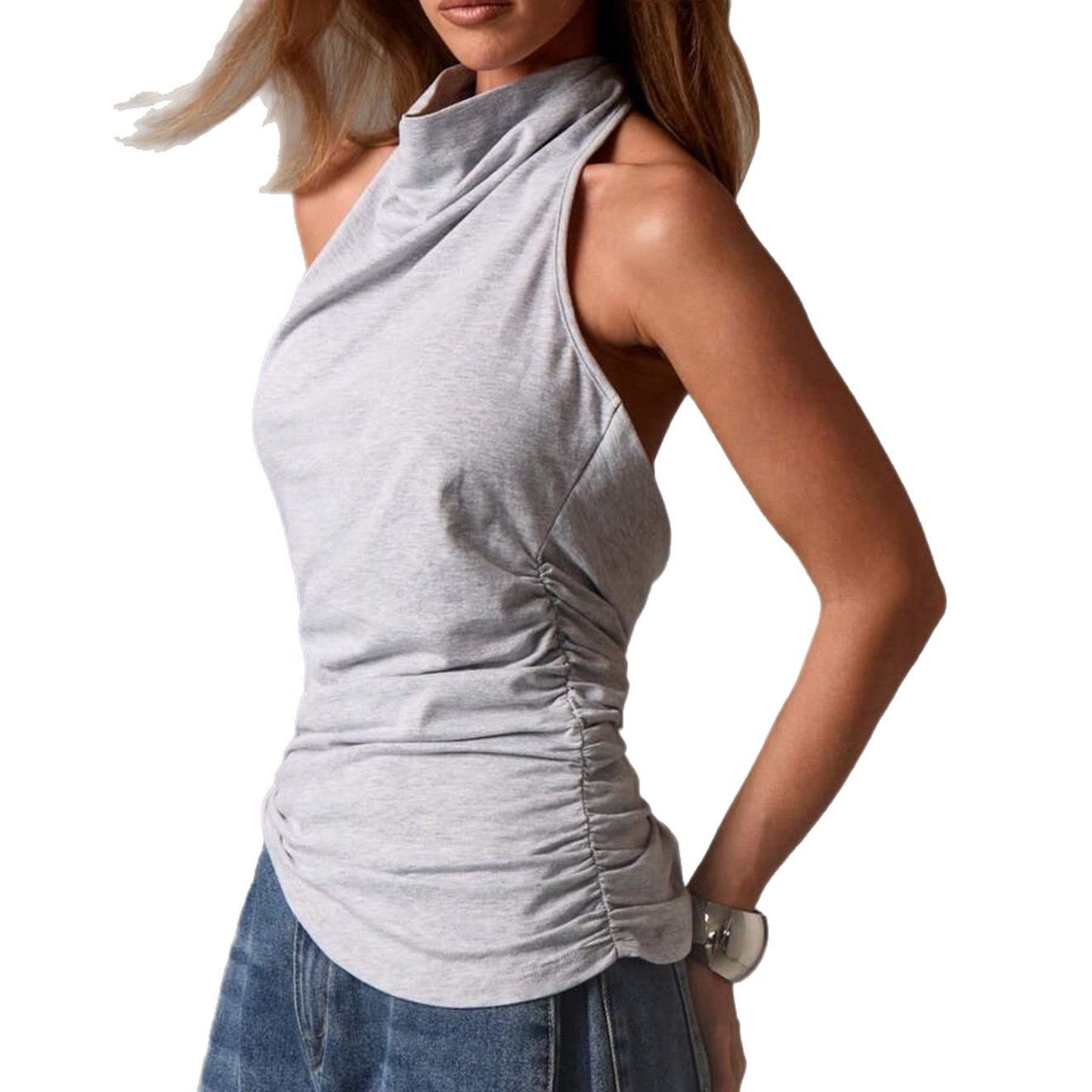 Womens Stylish Sexy Sleeveless Form-fitting Halterneck Tank Top - الصورة 5