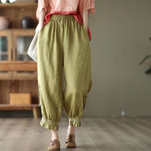 Vintage Artistic Lace-trimmed Harem Pants