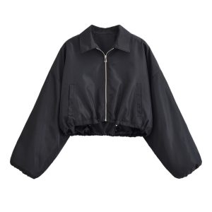 New Autumn Versatile Minimalist Short Jacket With A Turn-down Collar And Skirt
